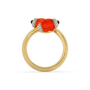 Coral Diamond Ring